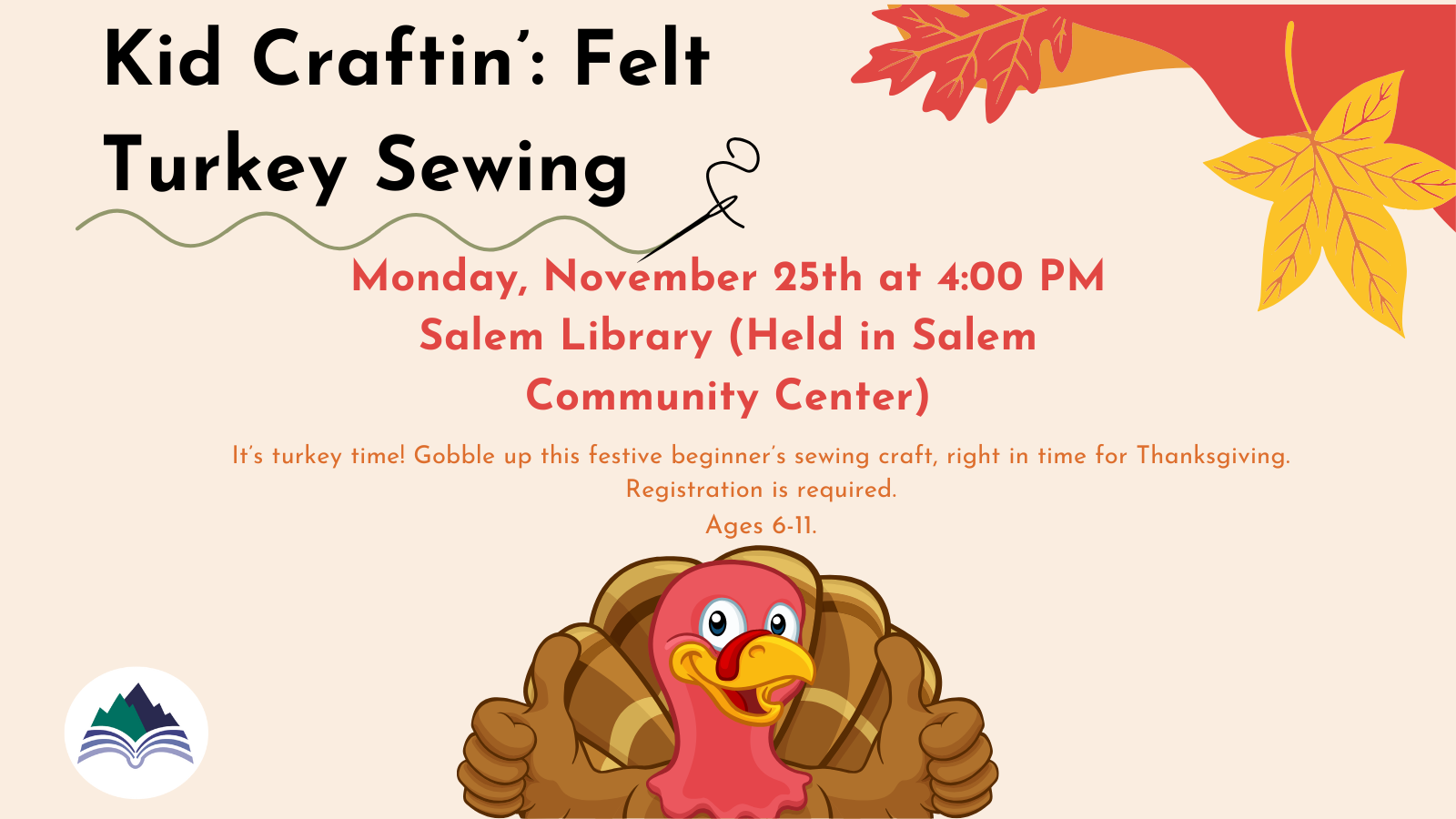 Felt Turkey Sewing Craft, Salem Library