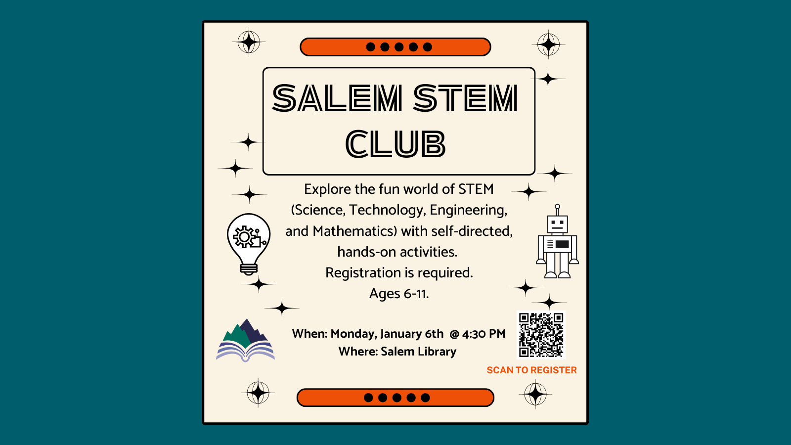 Salem STEM Club, SalemLibrary, Mon, Jan 6, 4:30 PM Click on slide to register