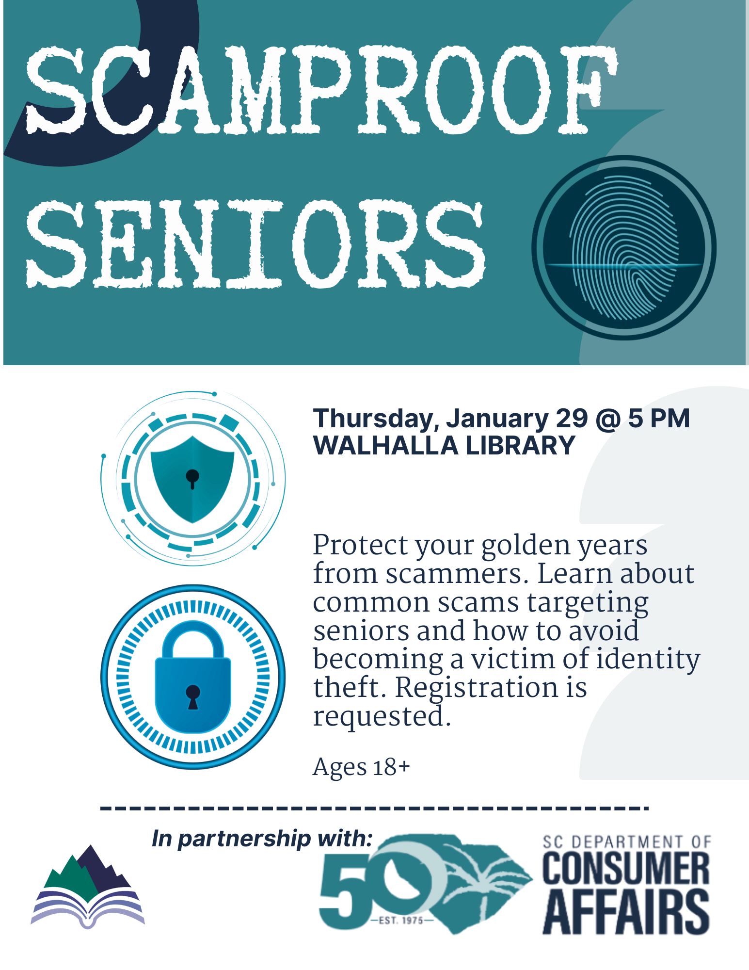 Scam proof for Seniors, Thursday, January 29, Seneca Library, 5 PM