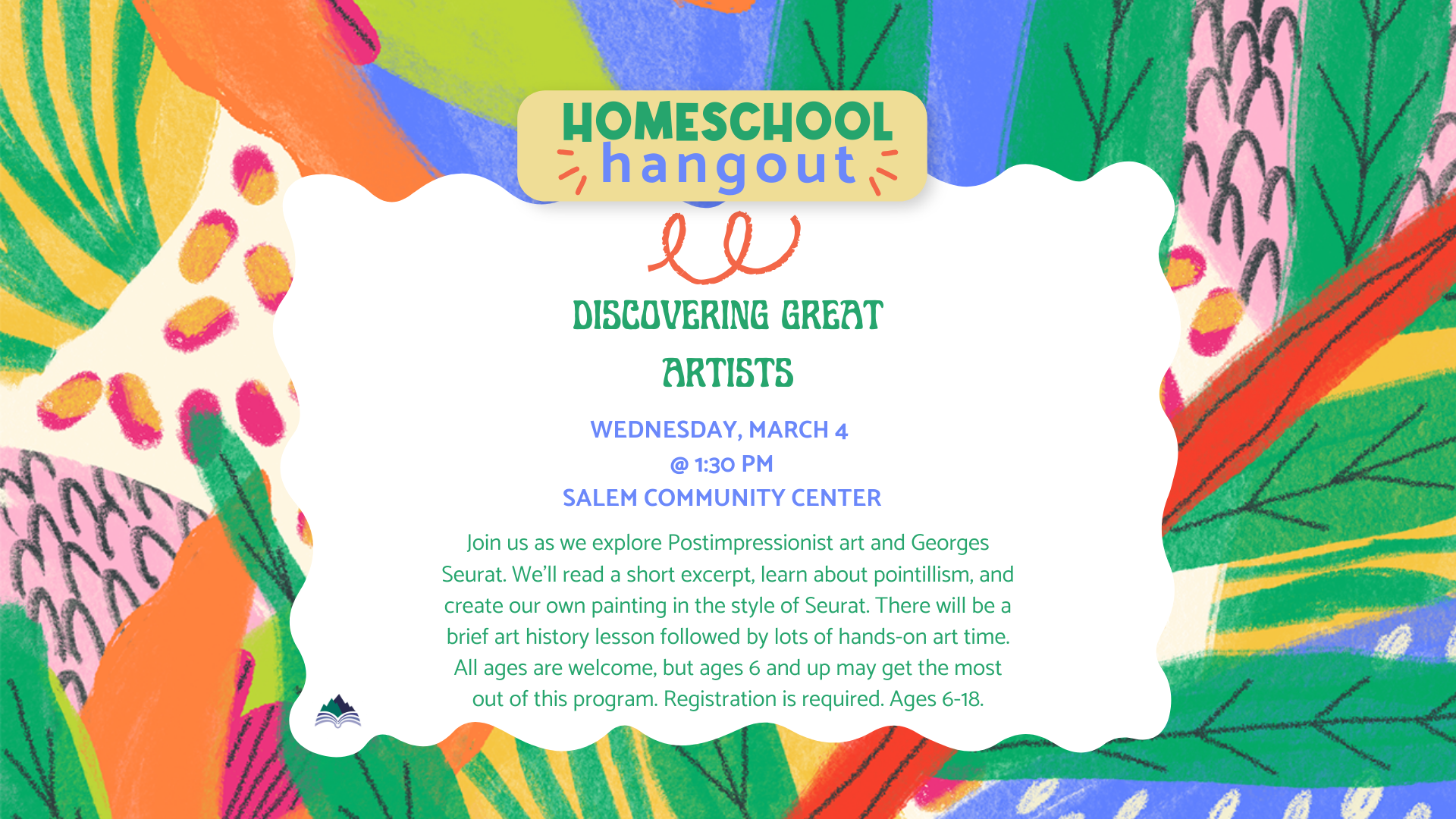 Homeschool Hangout, Salem Library (Community Center), Wednesday, March 4, 1:30 PM