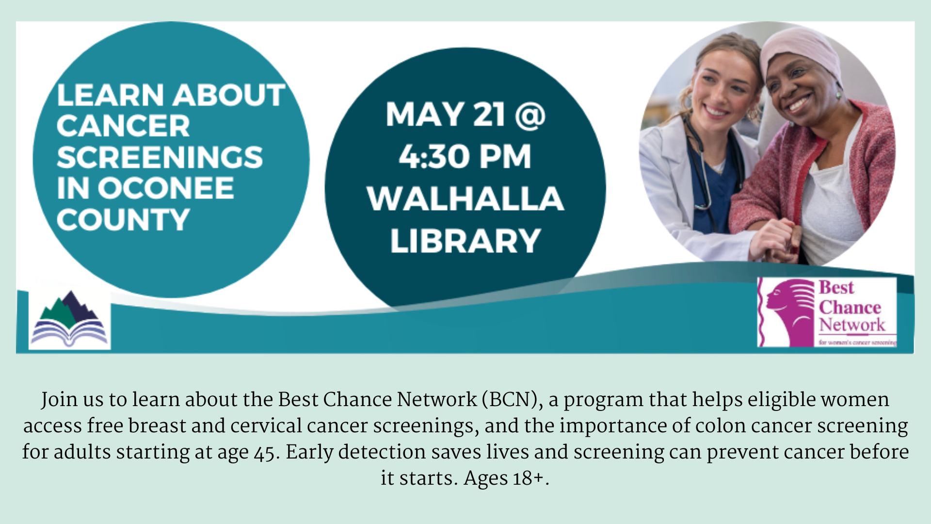Learn about the Best Chance Network, Walhalla Library, Thursday, May 21,  4:30 PM