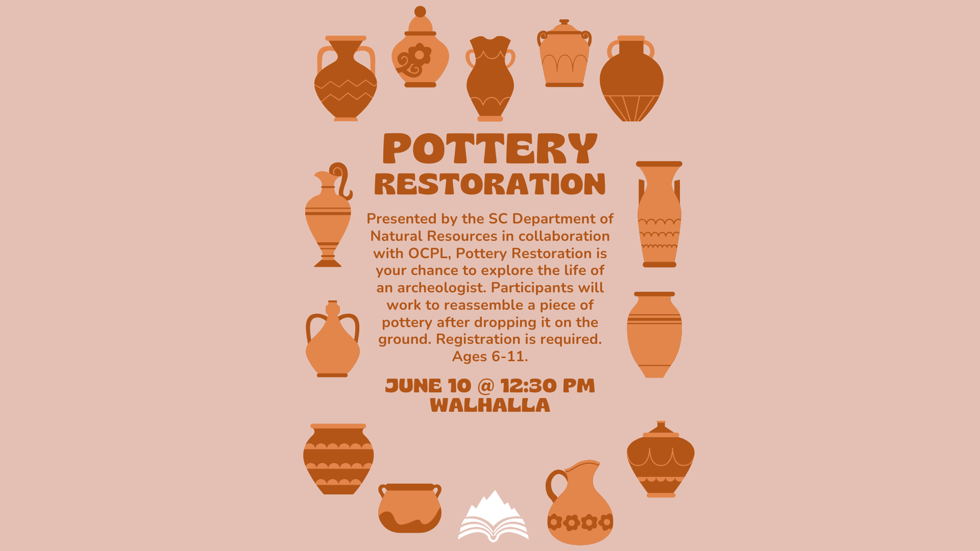 Pottery Restoration, Walhalla Library, Wednesday, June 10, 12:30 PM