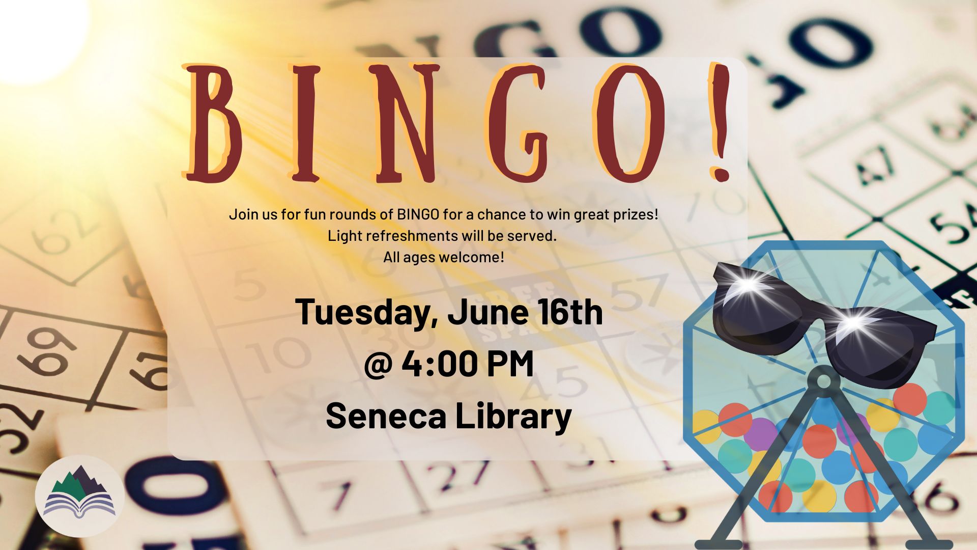 BINGO! Seneca Library, Tuesday, June 16, 4:00 PM