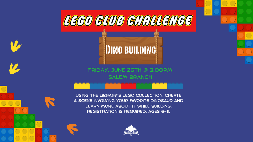 LEGO Club, Salem Library, Friday, June 26, 3:00 PM