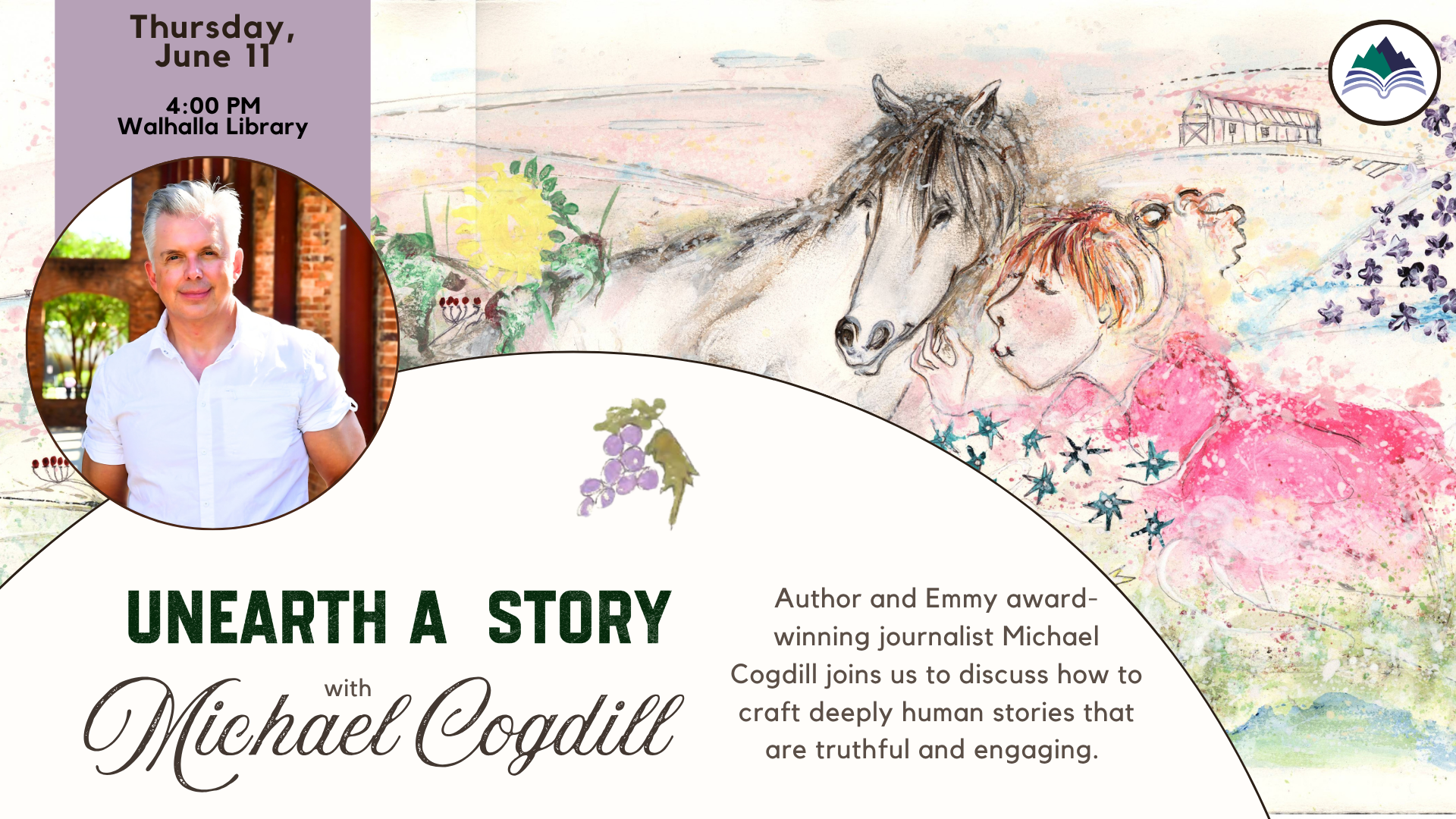Michael Cogdill appearing at the Walhalla Library, Thursday, June 11, 4:00 PM