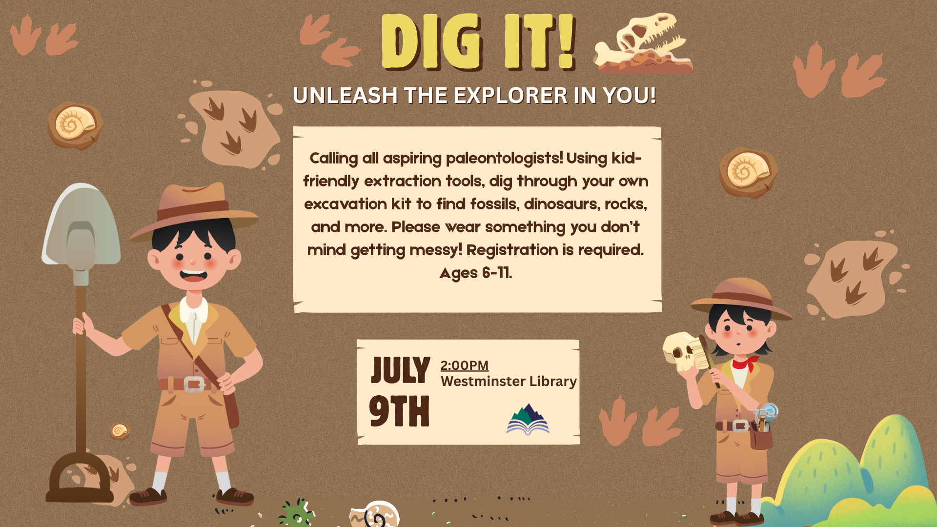 Dig-It! Archaeology Kit, Thursday, July 9, 2:00 PM, Westminster Library