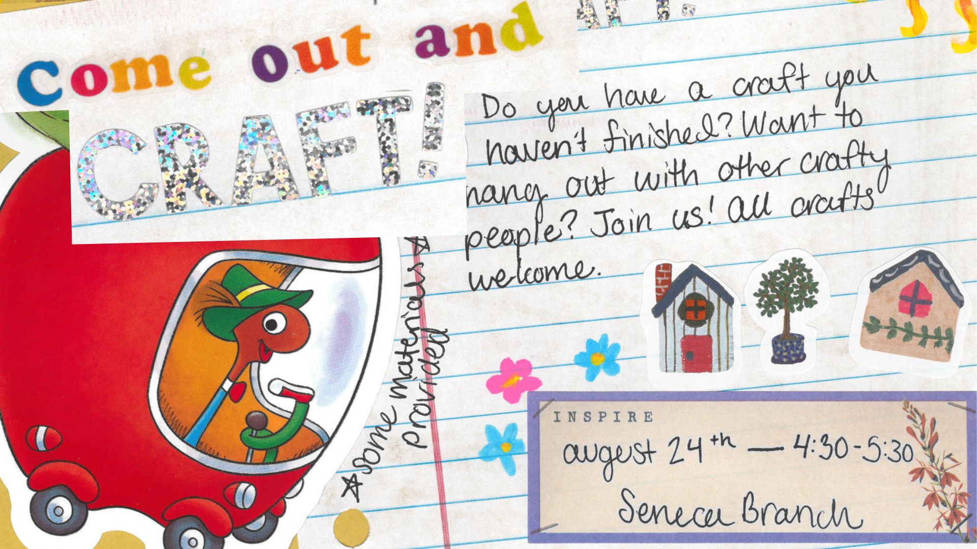 Come out and Craft! Monday, August 24, Seneca Library, 4:30 PM