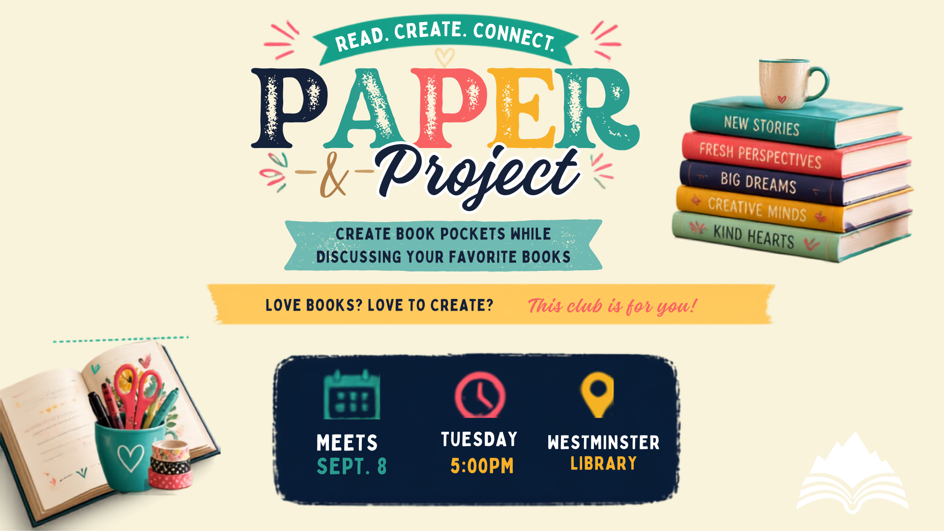 Book Pockets Paper Craft, Westminster Branch, Tuesday, September 8, 5:00 PM