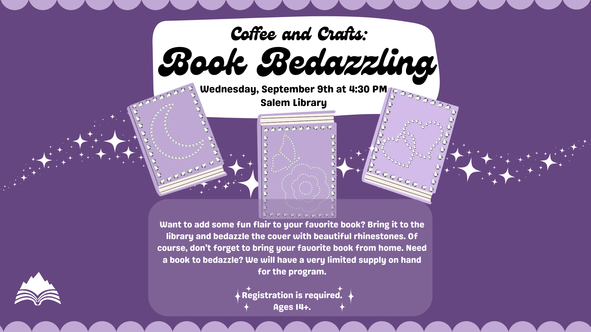 Book Bedazzling, Salem Library, Wednesday, September 9, 4:30 PM, ages 14+