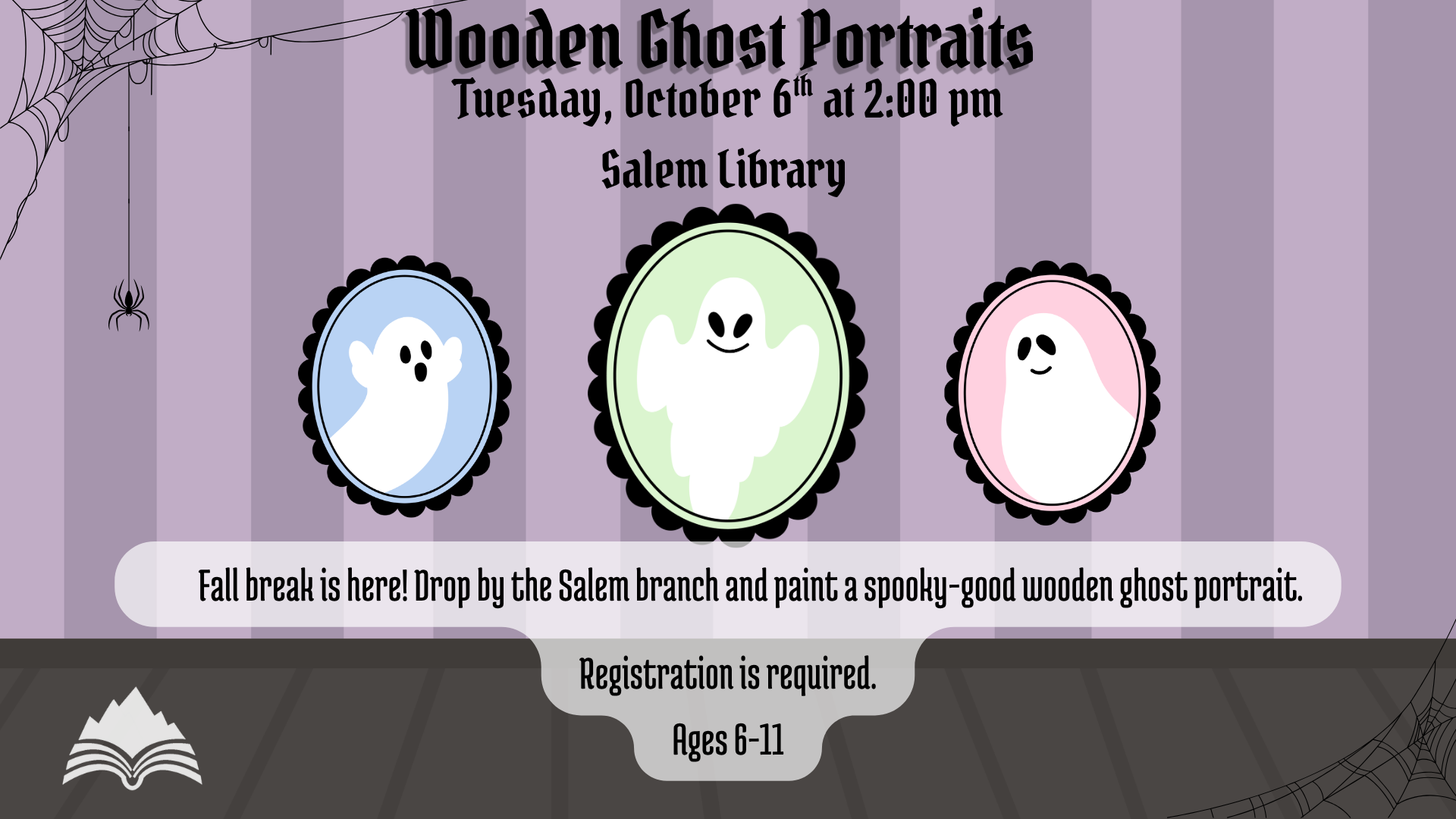 Wooden Ghost Portrait, Salem Library, Tuesday, October 6, 2:00 PM (ages 6-11)