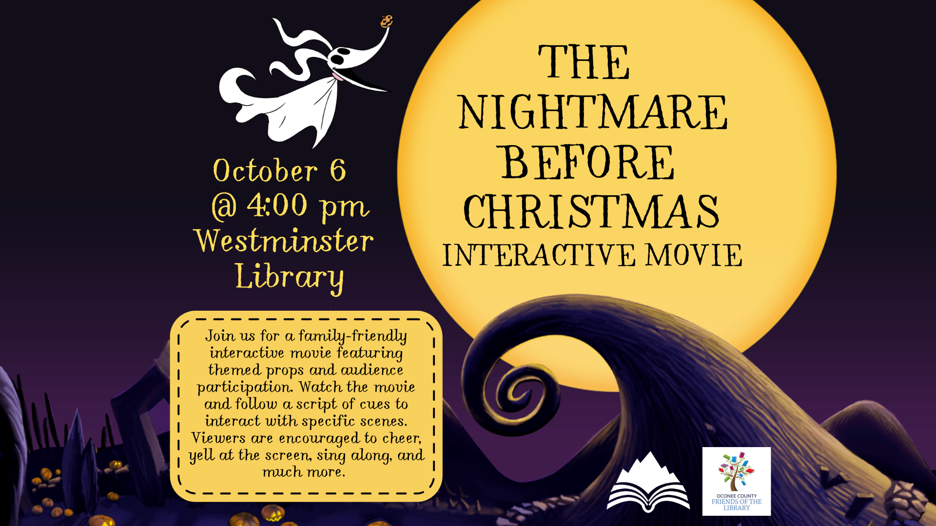 Nightmare Before Christmas Interactive Movie Showing, Westminster Library, Tuesday, October 6, 4:00 PM