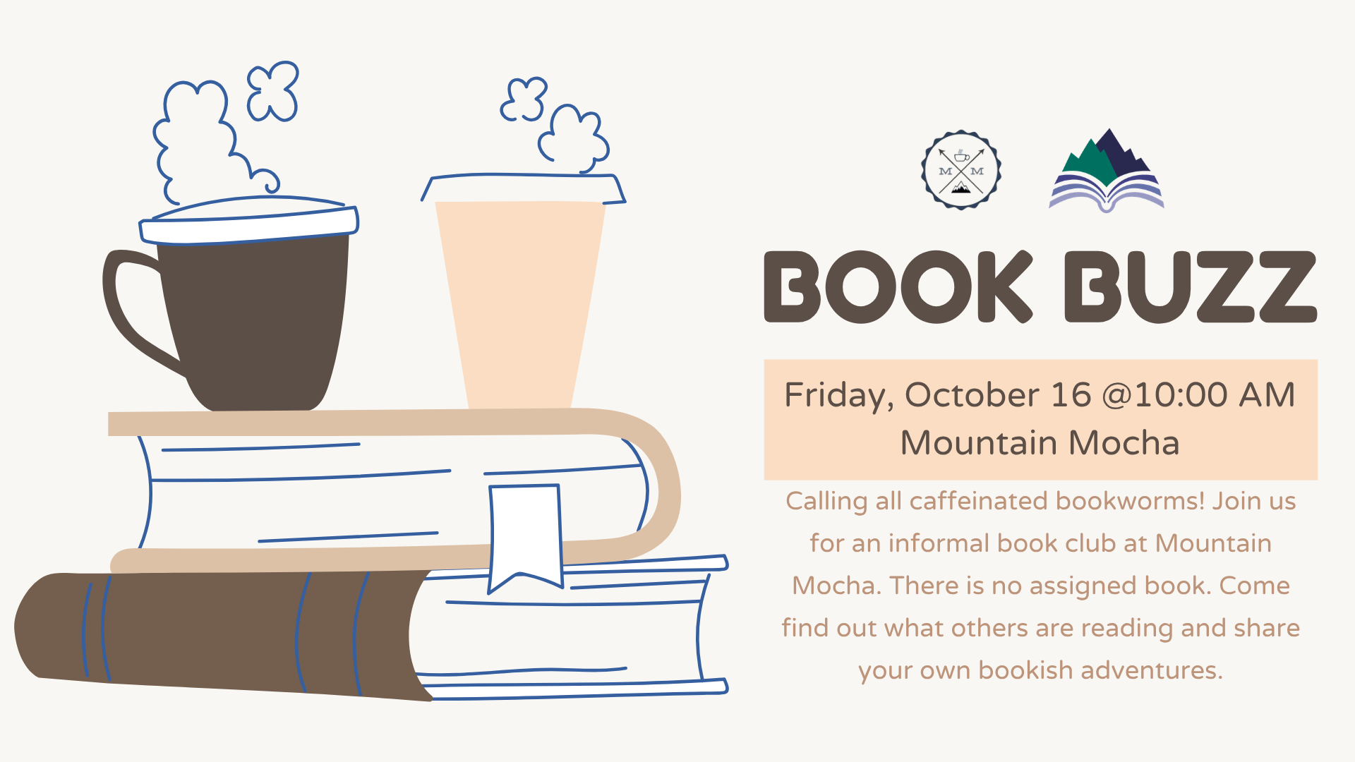 Book Buzz, Mountain Mocha in Walhalla, Friday, October 16, 10:00 AM